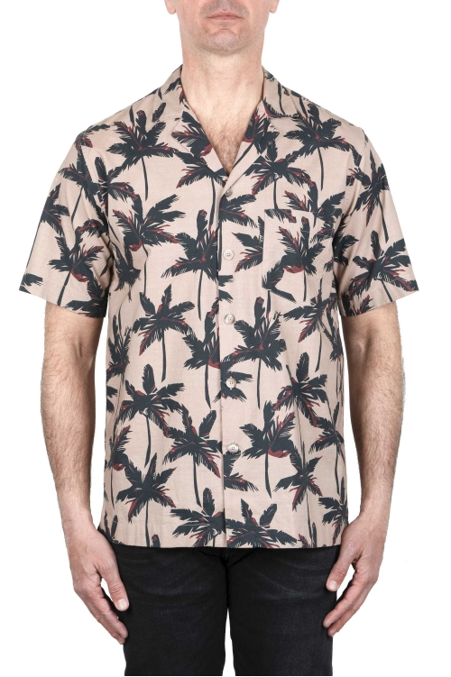 SBU 03994_2022SS Hawaiian printed pattern beige cotton shirt 01