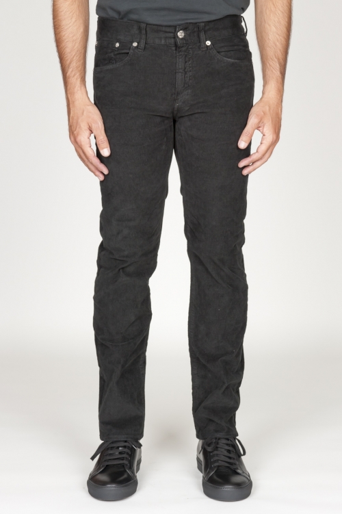 Overdyed stretch ribbed corduroy jeans black