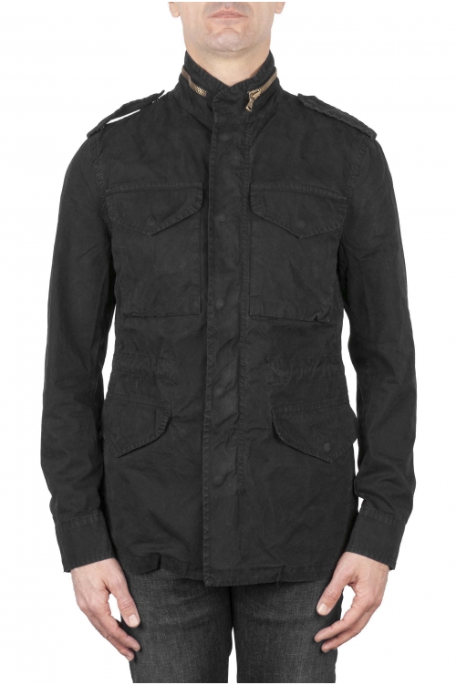 SBU 04015_2023SS Stone washed black cotton military field jacket 01