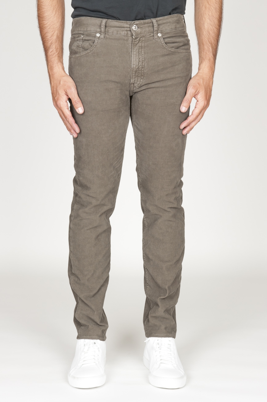 SBU 00976 Jeans velluto millerighe stretch sovratinto marrone chiaro 01