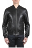 SBU 04023_2023SS Black leather reversible bomber jacket 01
