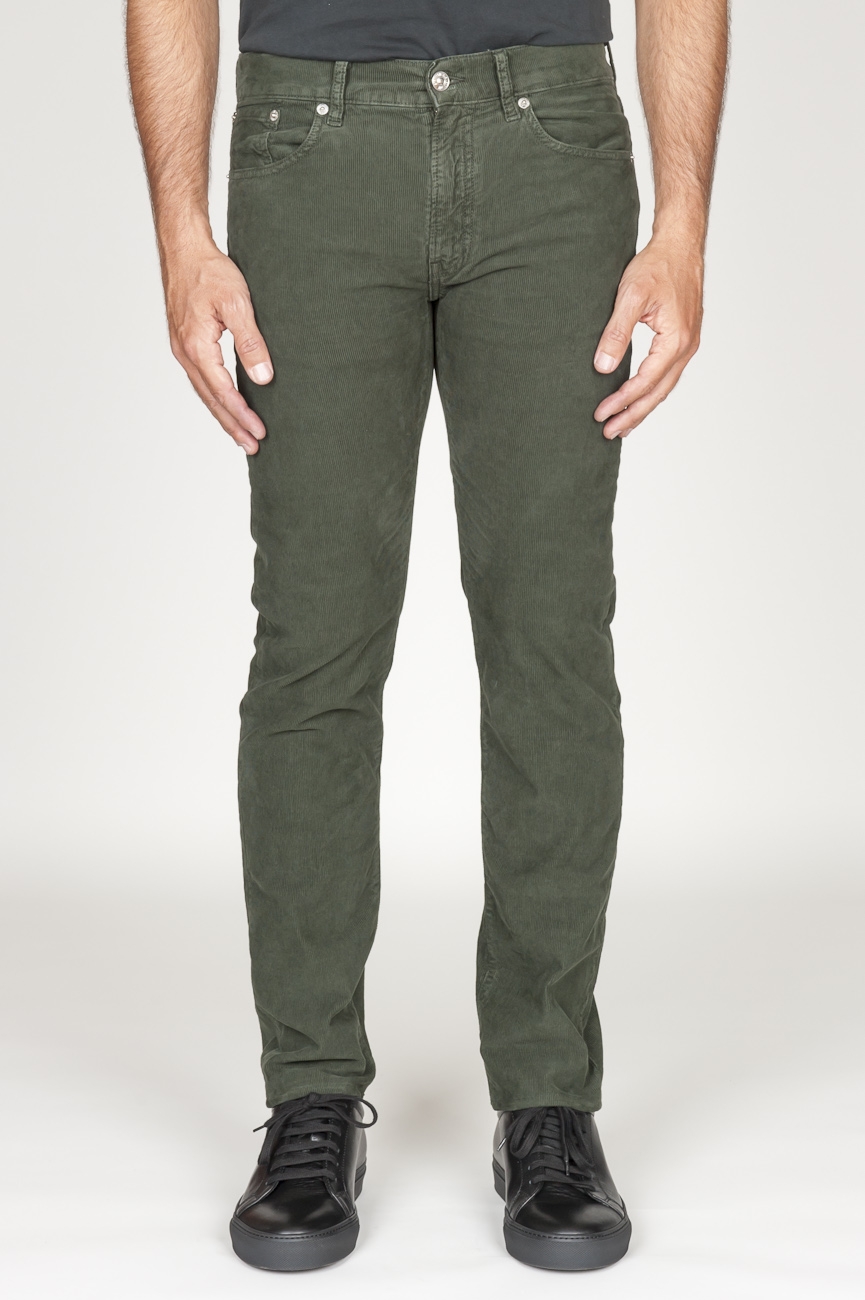 SBU 00977 Overdyed stretch ribbed corduroy jeans green 01