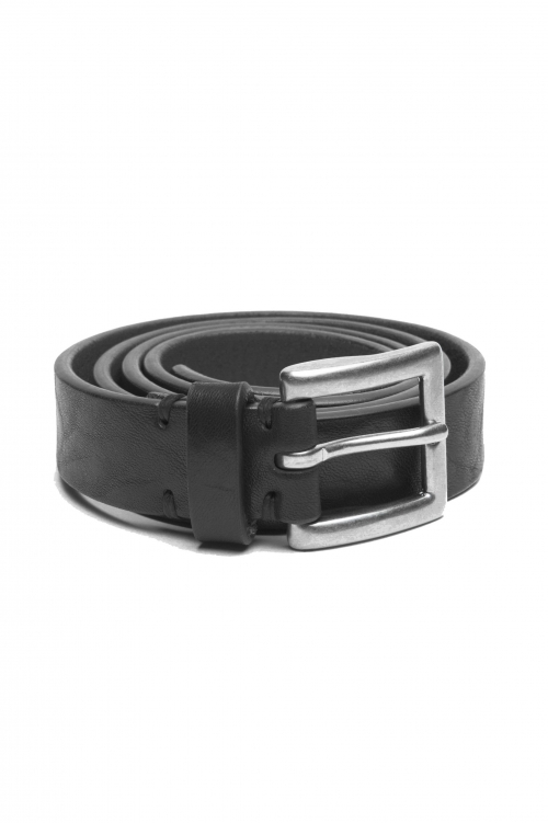 SBU 04034_2023SS Black bullhide leather belt 0.9 inches 01