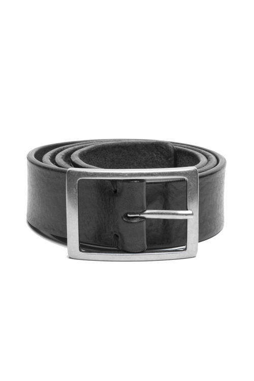 SBU 04043_2023SS Black bullhide leather belt 1.4 inches 01