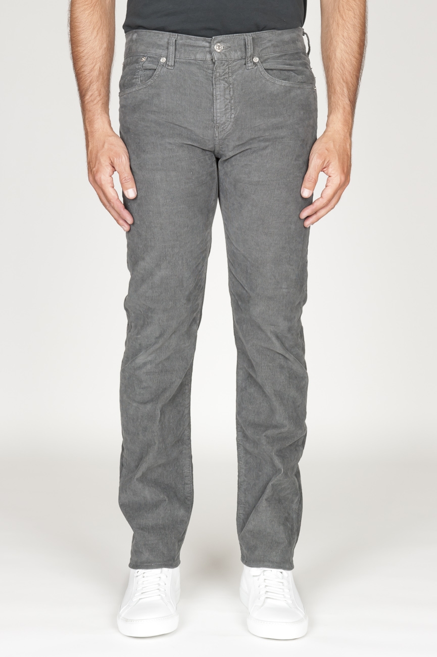 SBU 00979 Jeans velluto millerighe stretch sovratinto grigio 01