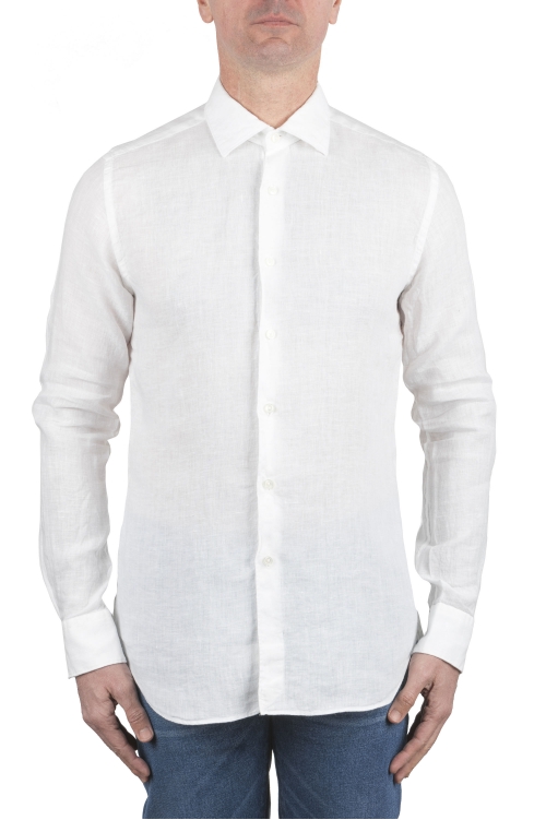 SBU 04057_2023SS Camisa clásica de lino blanco 01