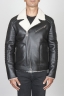 SBU 00447 Classic motorcycle jacket nera in montone 01
