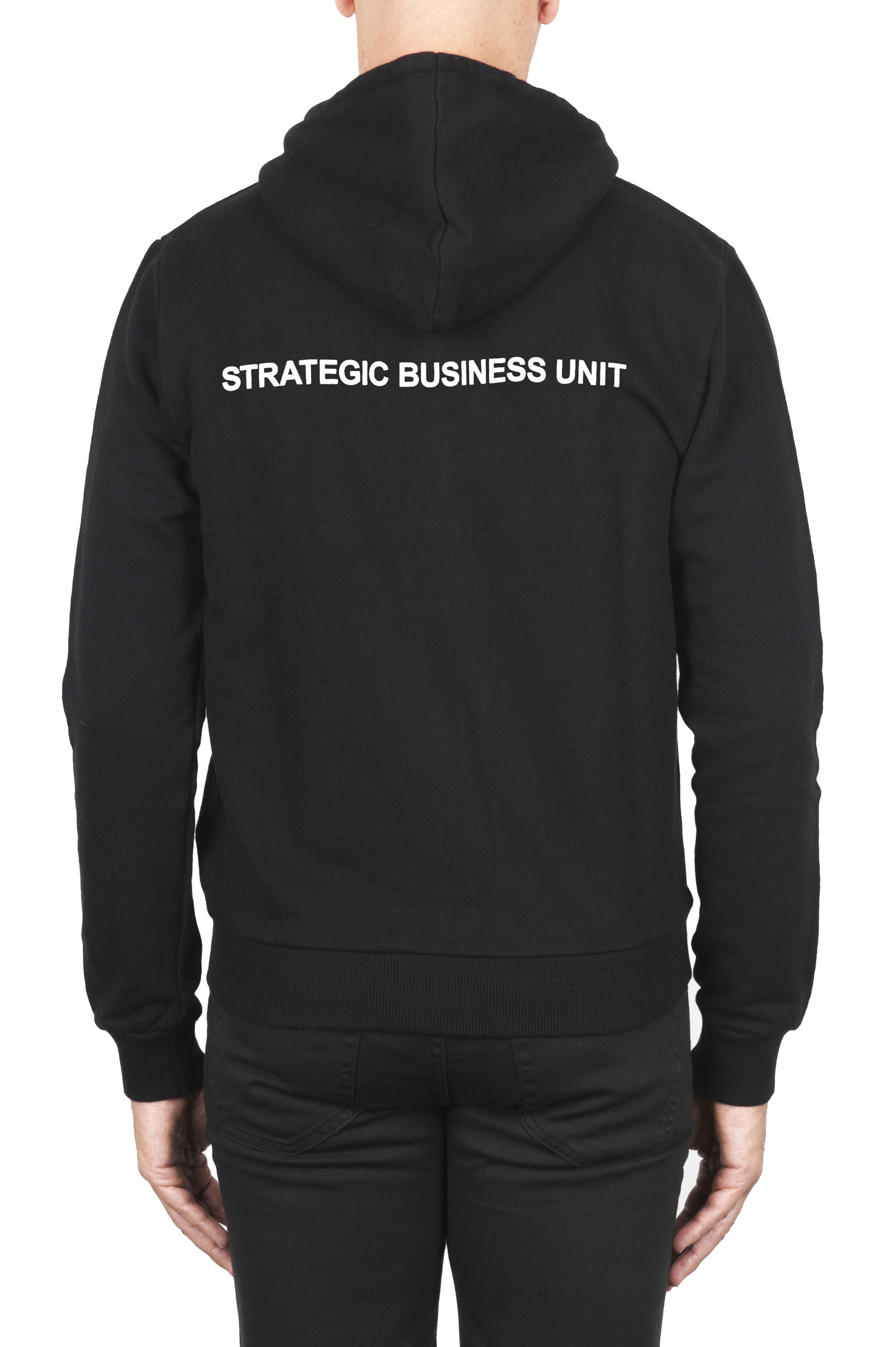 SBU 04115_2023SS Hooded black sweatshirt printed with SBU logo 01