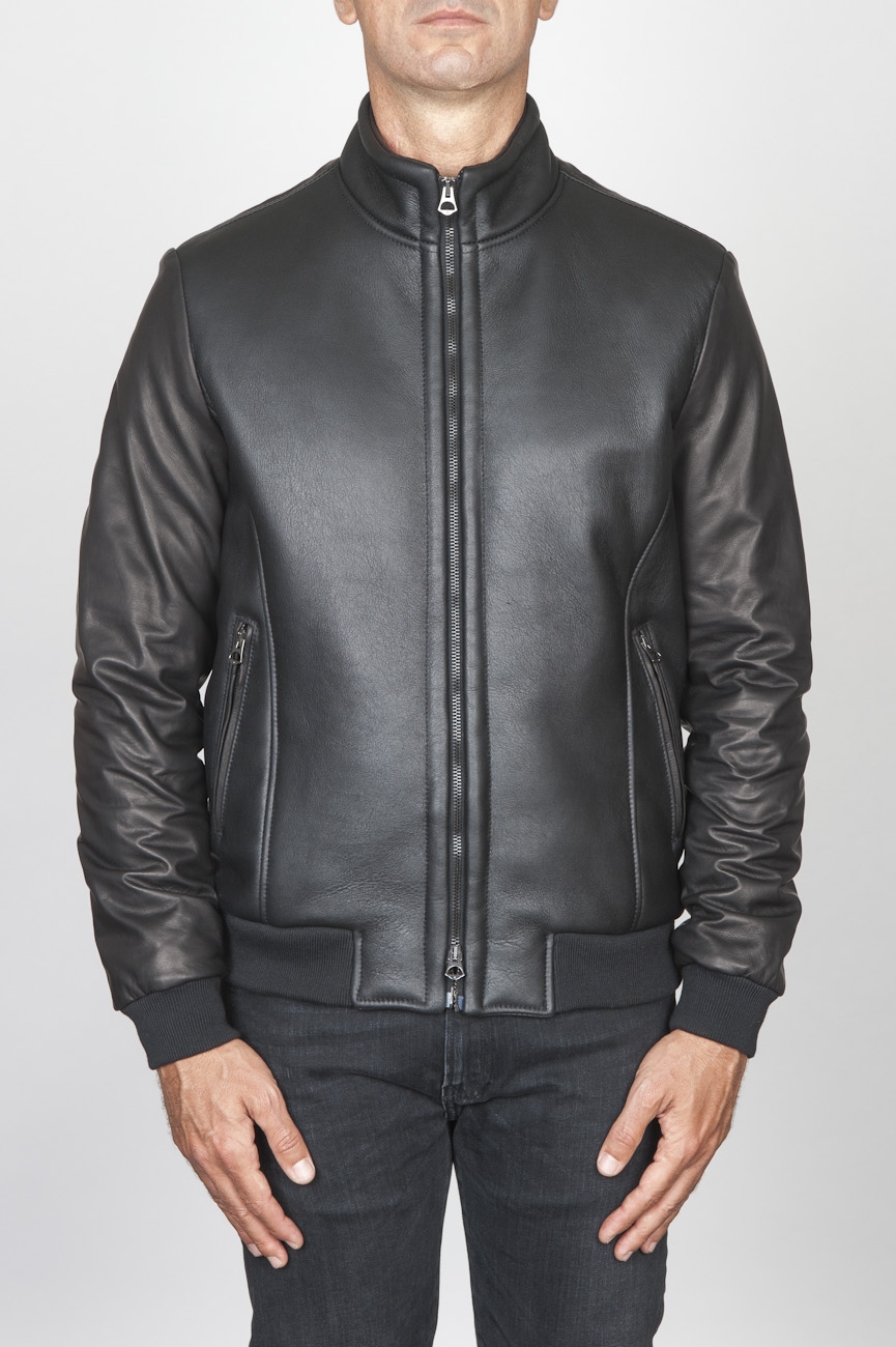 SBU 00450 Classic flight jacket in black lambskin leather 01