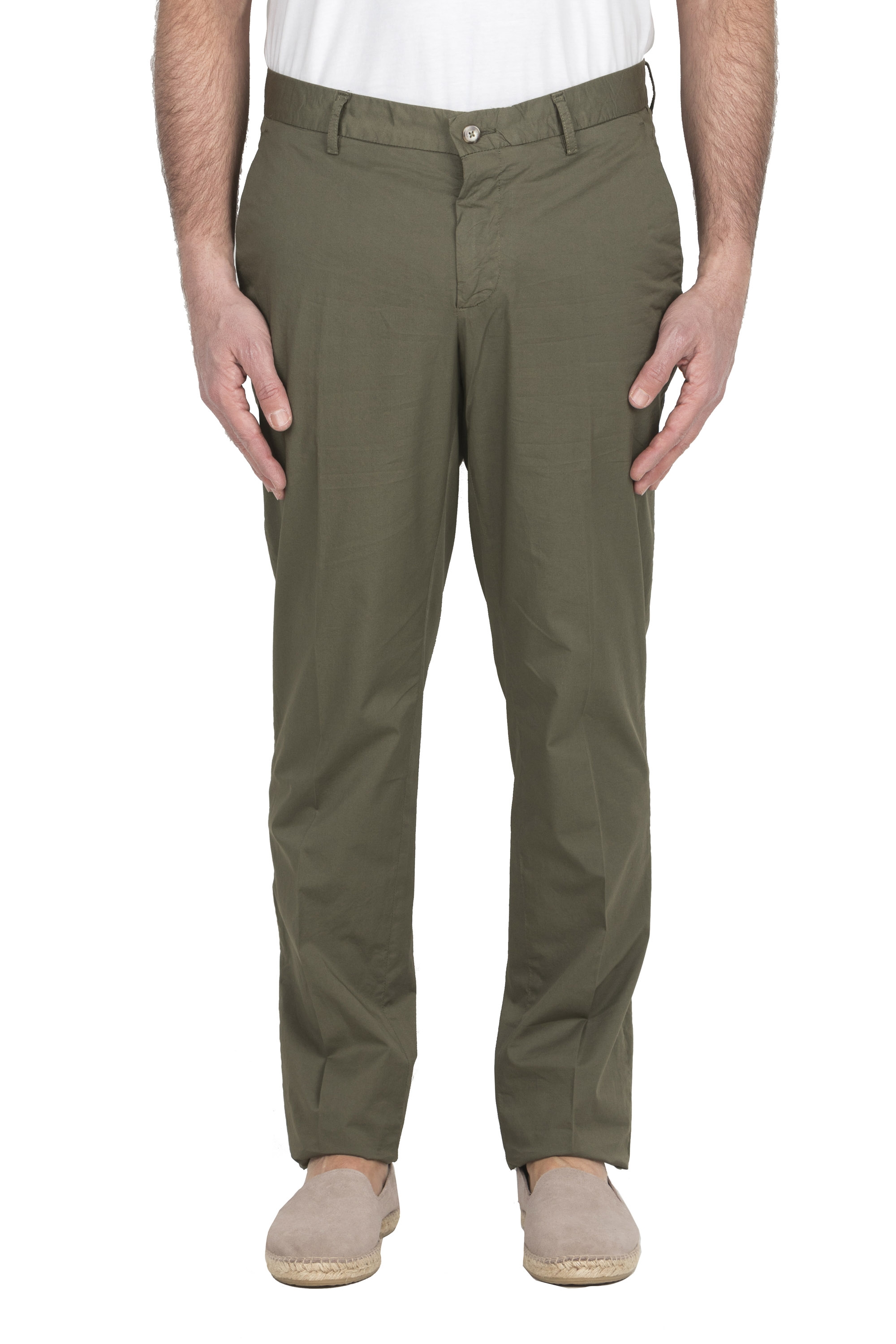SBU 04126_2023SS Pantalon chino en coton stretch ultra-léger vert 01