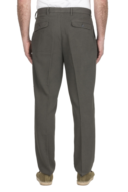 SBU 04133_2023SS Brown soft cotton blend pants with pinces 01
