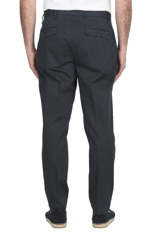 SBU 04135_2023SS Navy blue soft cotton blend pants with pinces 01