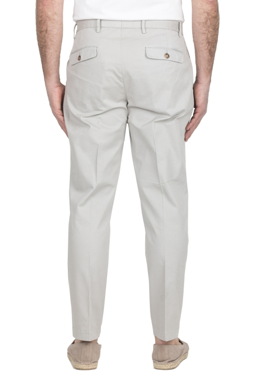 SBU 04136_2023SS Pearl grey soft cotton blend pants with pinces 01