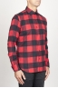 SBU 00981 Clásica camisa roja y negra de cuadros de algodón con cuello de punta  02