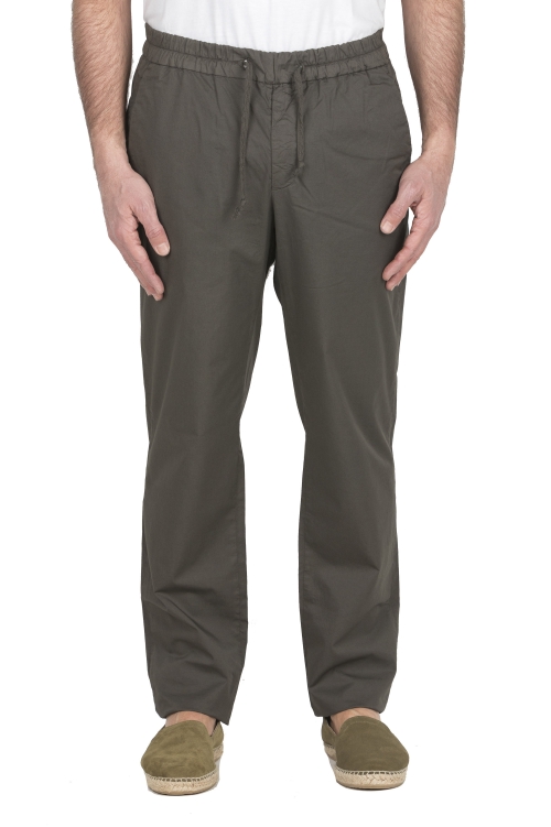 SBU 04141_2023SS Pantalón confort de algodón elástico marrón 01