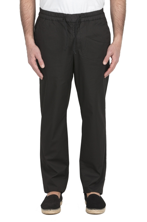 SBU 04142_2023SS Comfort pants in black stretch cotton 01