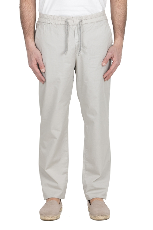 SBU 04143_2023SS Pantaloni comfort in cotone elasticizzato perla 01