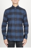 SBU 00983 Clásica camisa azul y negra de cuadros de algodón con cuello de punta  01
