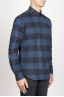 SBU 00983 クラシックなポイントカラーの青と黒のチェッカーの綿のシャツ 02