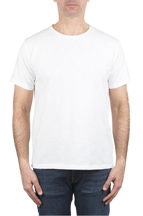 SBU 04161_2023SS Camiseta cuello redondo algodón flameado blanco 01