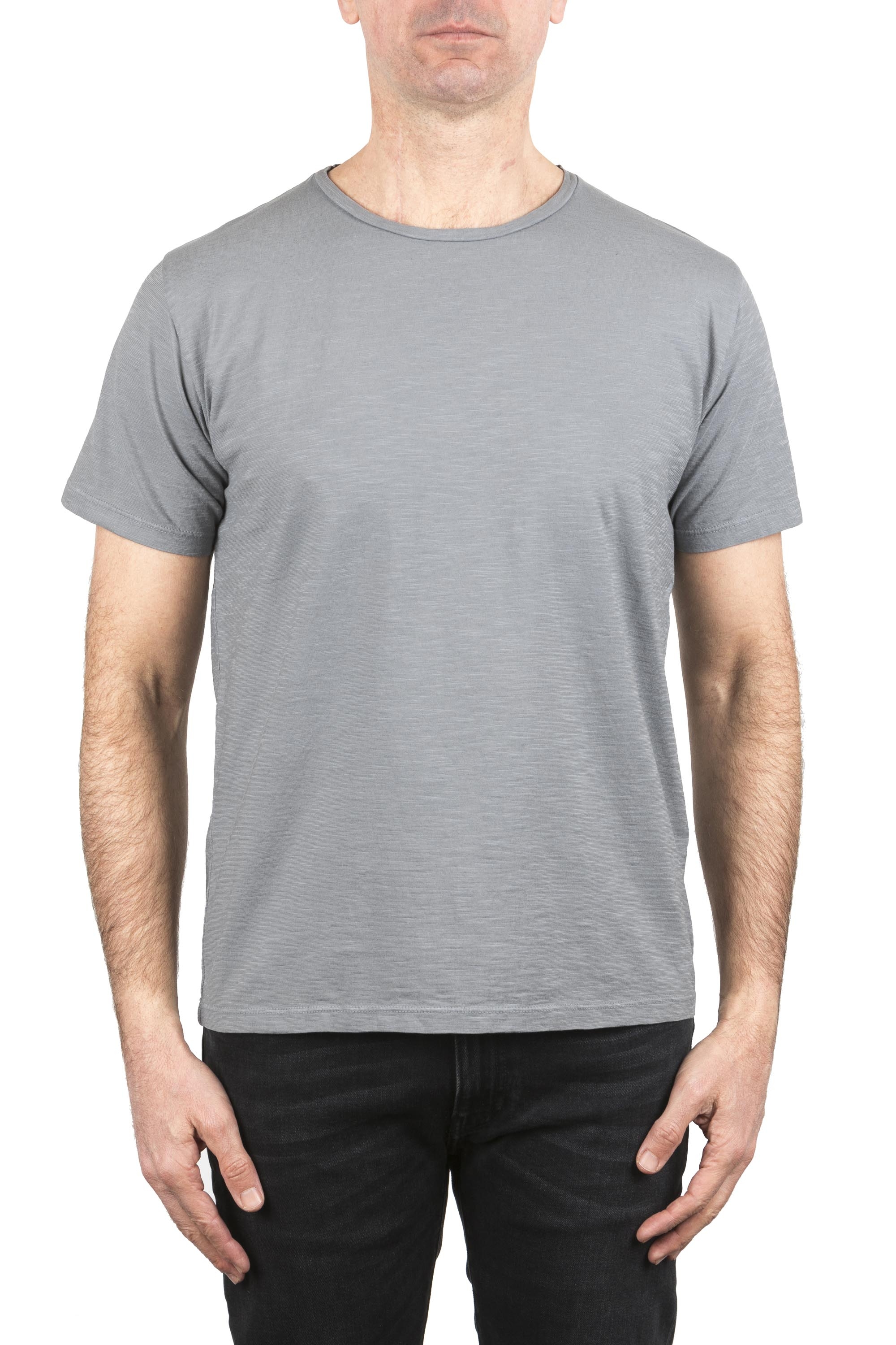 SBU 04163_2023SS T-shirt girocollo aperto in cotone fiammato grigio 01