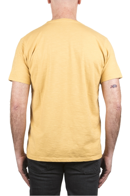 SBU 04166_2023SS T-shirt girocollo aperto in cotone fiammato giallo 01