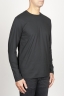 SBU 00984 T-shirt classique noire à mange long de coton à col rond 02