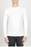 SBU 00985 T-shirt classique blanc à mange long de coton à col rond 01