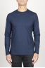 SBU 00986 T-shirt classique bleu à mange long de coton à col rond 01