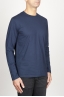 SBU 00986 T-shirt classique bleu à mange long de coton à col rond 02