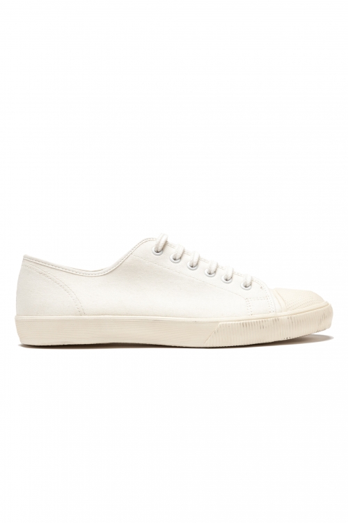 SBU 04209_2023SS Classic lace up sneakers in in white cotton canvas 01