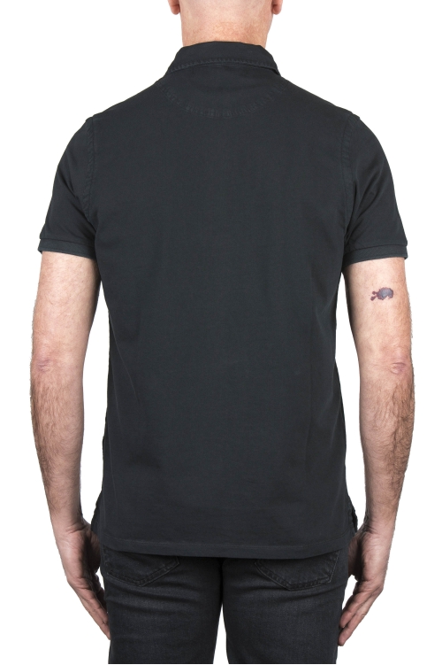 SBU 04216_2023SS Short sleeve black pique polo shirt 01