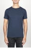 SBU 00989 Clásica camiseta de algodón azul de cuello redondo amplio y manga corta 01