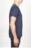 SBU 00989 Clásica camiseta de algodón azul de cuello redondo amplio y manga corta 03