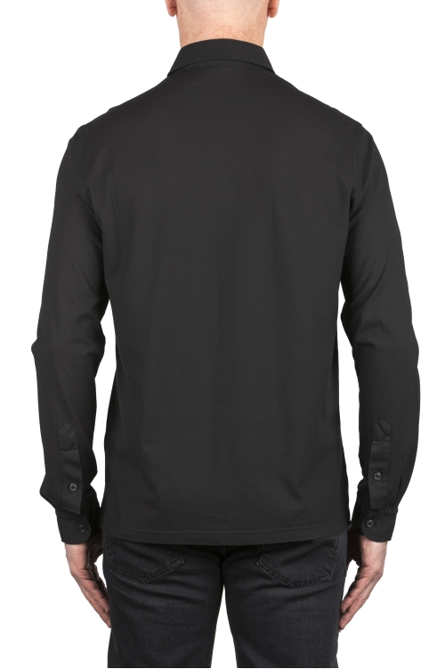 SBU 04226_2023SS Long sleeve black light cotton polo shirt  01