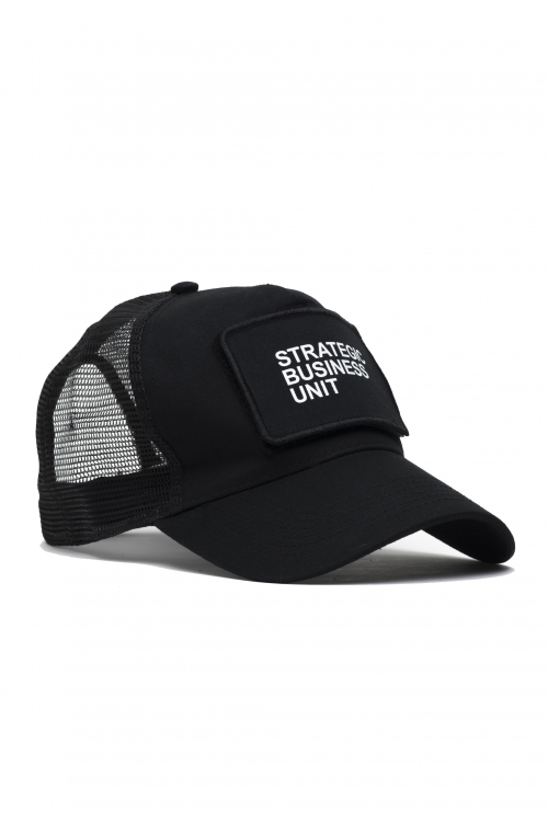 SBU 04232_2023SS Rip-strip patch black baseball cap 01