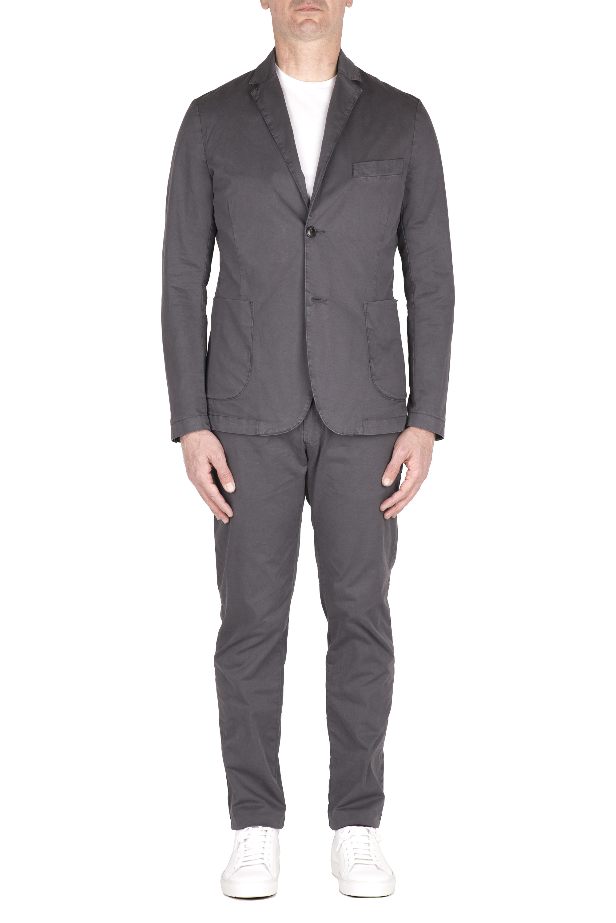 SBU 04267_2023SS Blazer et pantalon de costume sport en coton gris 01