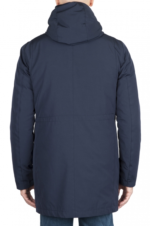 SBU 04500_23AW Parka térmica larga impermeable y chaqueta de plumón desmontable azul 01