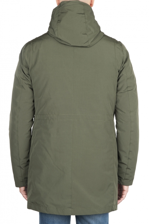 SBU 04501_23AW Parka térmica larga impermeable y chaqueta de plumón desmontable verde 01