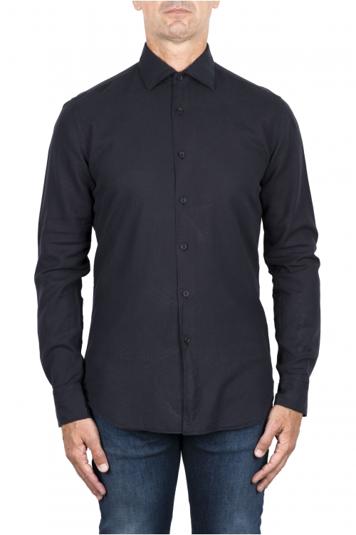 SBU 04522_23AW Blue navy cotton twill shirt 01