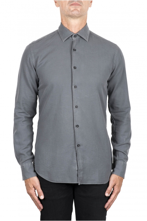 SBU 04528_23AW Grey cotton twill shirt 01