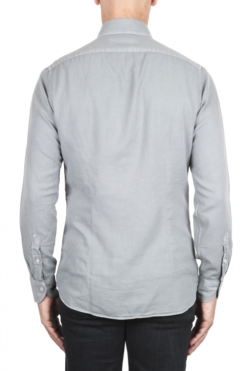 SBU 04530_23AW Camisa de sarga de algodón gris perla 01