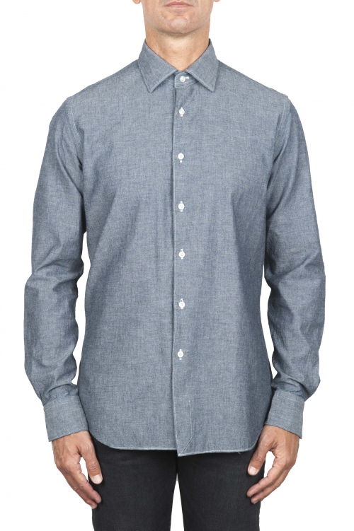 SBU 04544_23AW Classic grey cotton denim shirt 01