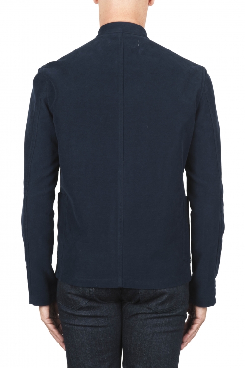 SBU 04588_23AW Blue cashmere blend mandarin collar jacket 01