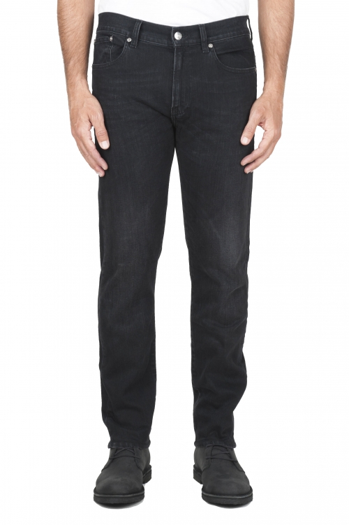 SBU 04595_23AW Jeans en coton stretch noir délavé à l'encre naturelle 01