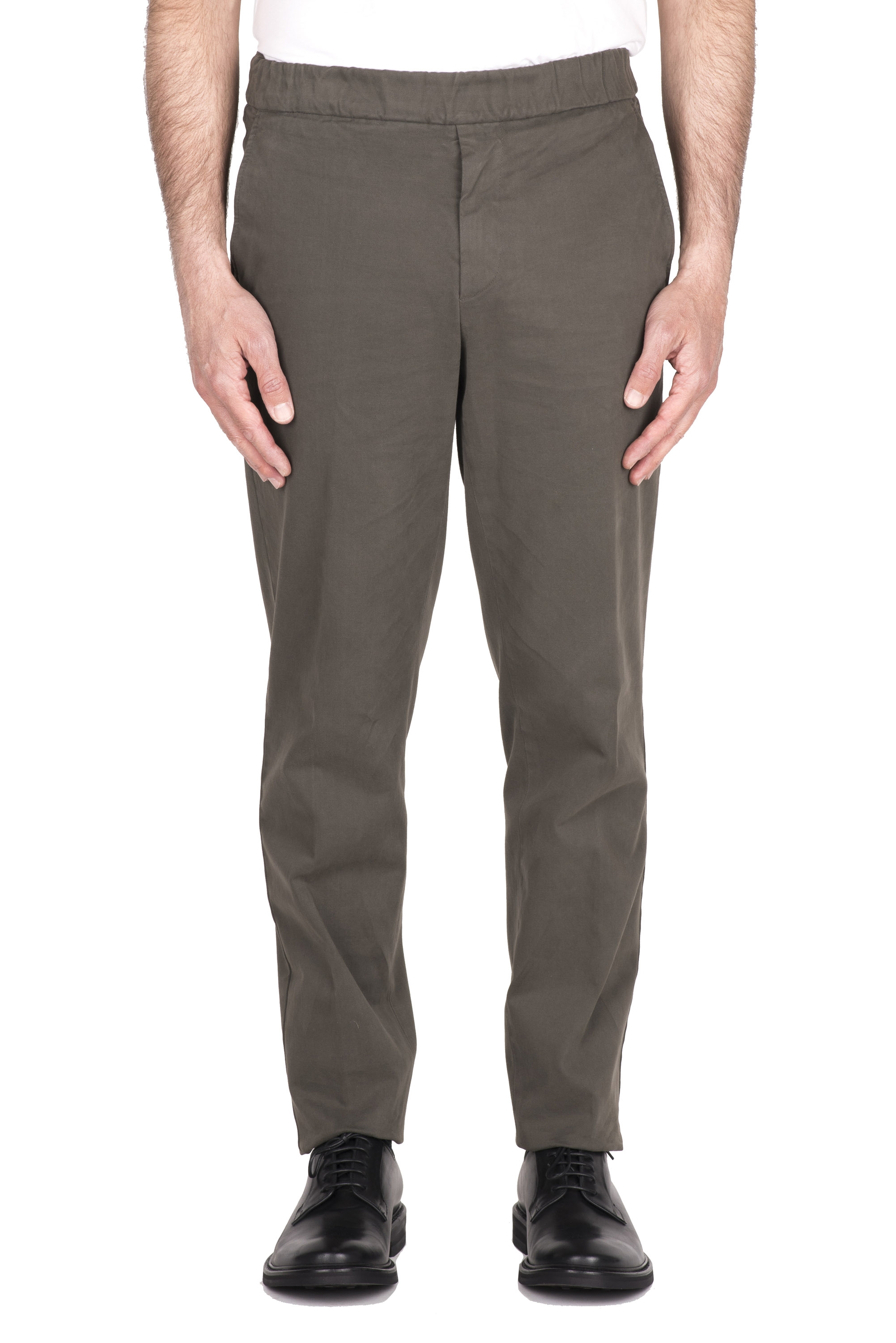SBU 04622_23AW Pantalón confort de algodón elástico marrón 01
