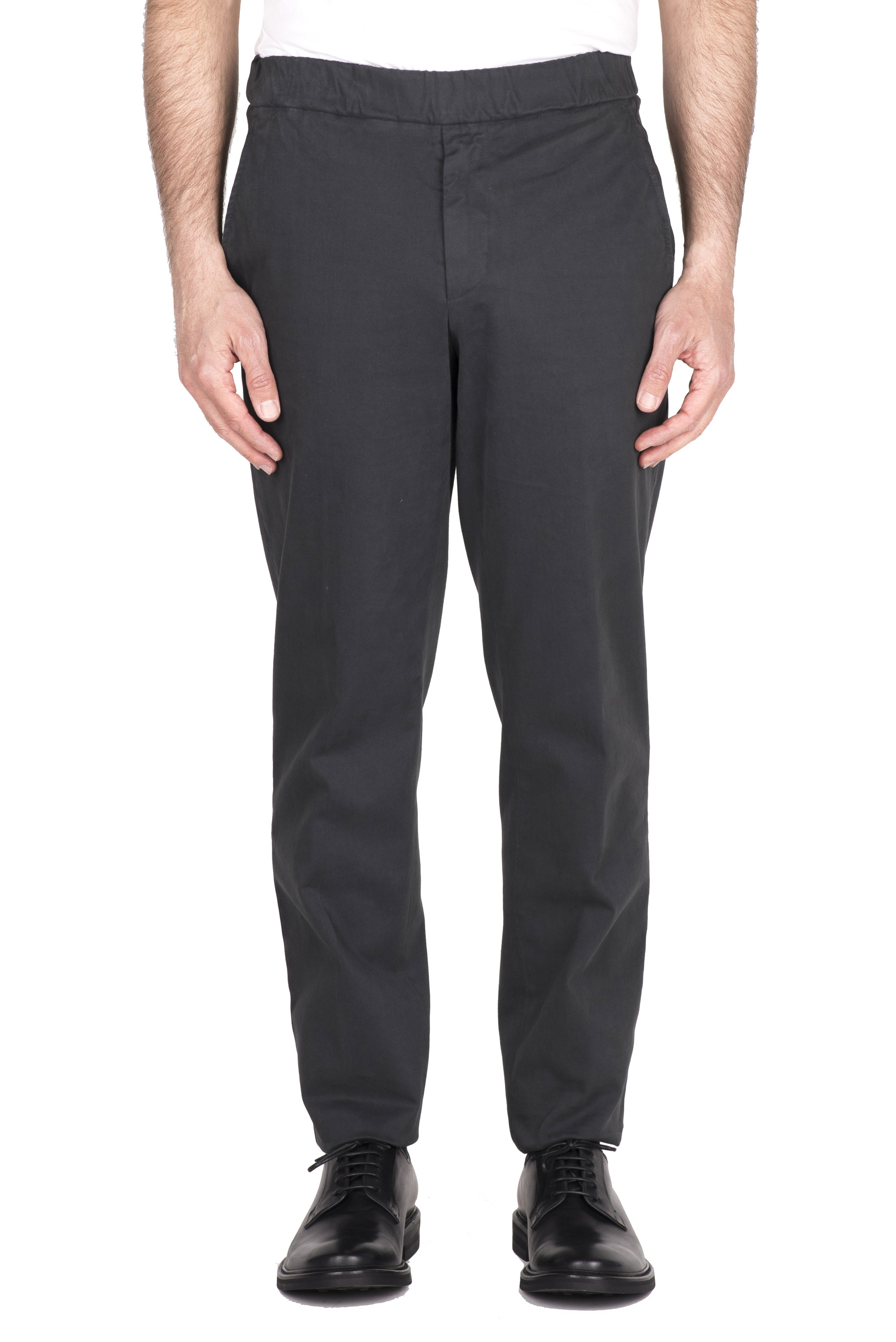 SBU 04623_23AW Pantalón confort de algodón elástico gris 01