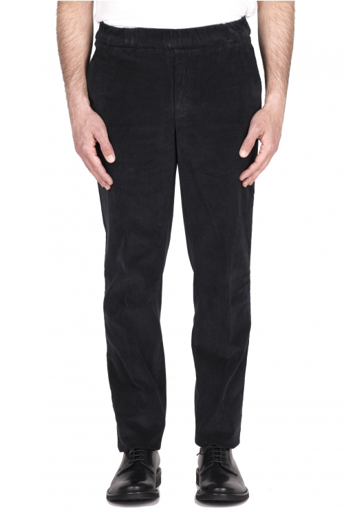 SBU 04629_23AW Comfort pants in black stretch corduroy 01