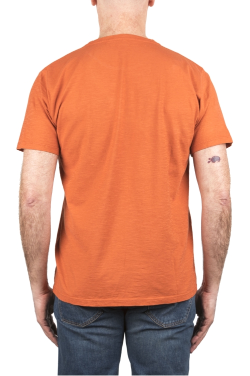 SBU 04632_23AW Flamed cotton scoop neck t-shirt petrol orange 01