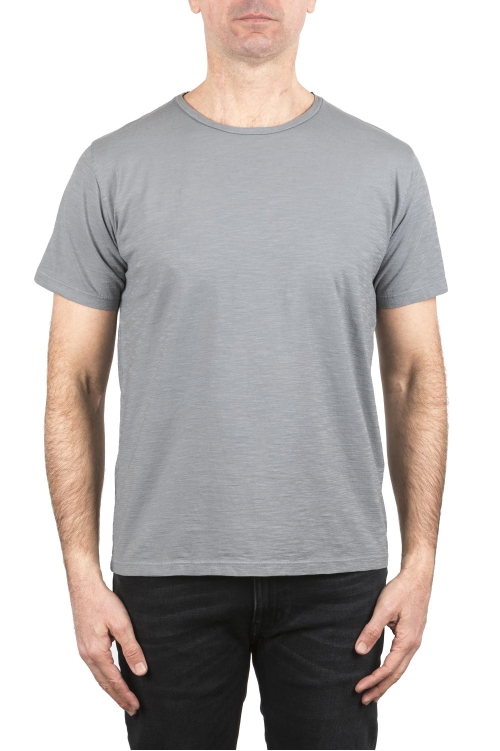 SBU 04637_23AW T-shirt girocollo aperto in cotone fiammato grigio 01